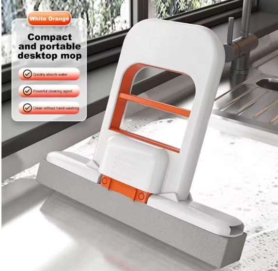 Mini Foldable Desktop Mop – Self-Squeeze Sponge Cleaning Tool | Portable Wet & Dry Cleaning Mop for Kitchen, Bathroom, Table & Small Spaces (Multicolour, Pack of 1) bynijf-tg