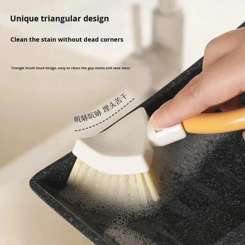 Foldable Triangular Gap Cleaning Brush with Soap Holder (Pack of 2) bynijf-tg