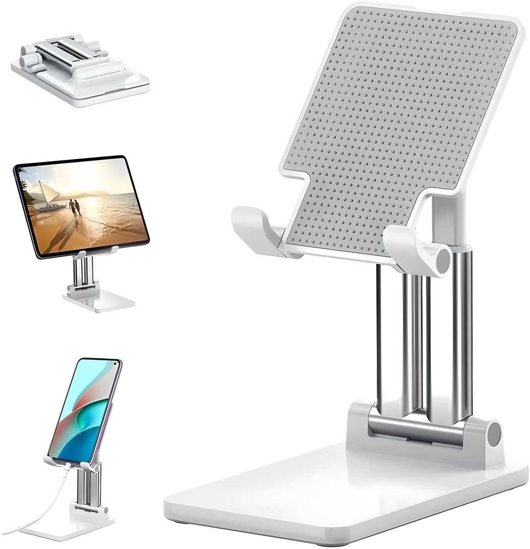 Revolex Folding Desktop Phone Stand – Adjustable & Portable Mobile/Tablet Holder with Anti-Slip Base for Desk, Office & Home (Pack of 1) bynijf-tg