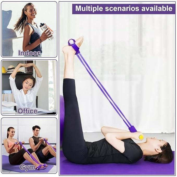 Yoga Pedal Puller Resistance Band – 4 Tube Tummy Trimmer Exercise Band for Home Workout, Full Body Fitness Equipment (Arms, Waist, Legs & Abs Training) bynijf-tg