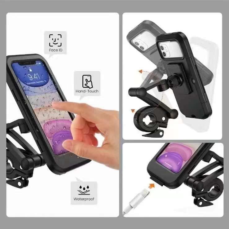Universal 360° Rotation Bike Waterproof Cell Phone Holder – Adjustable Handlebar Mobile Mount bynijf-tg