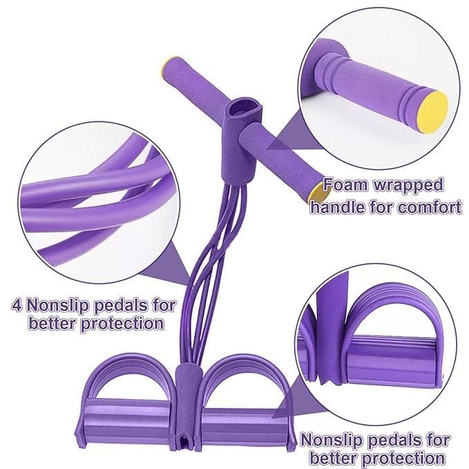 Yoga Pedal Puller Resistance Band – 4 Tube Tummy Trimmer Exercise Band for Home Workout, Full Body Fitness Equipment (Arms, Waist, Legs & Abs Training) bynijf-tg