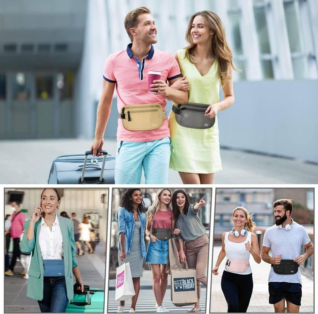 Money Belt for Travel – Anti-Theft Hidden Waist Pouch for Cash, Passport & Cards, Lightweight Secure Travel Wallet (Pack of 1, Assorted Color) bynijf-tg