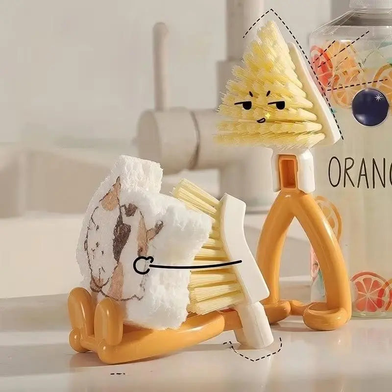 Foldable Triangular Gap Cleaning Brush with Soap Holder (Pack of 2) bynijf-tg