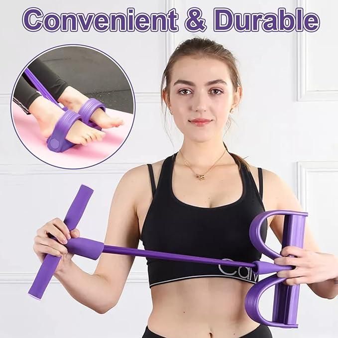 Yoga Pedal Puller Resistance Band – 4 Tube Tummy Trimmer Exercise Band for Home Workout, Full Body Fitness Equipment (Arms, Waist, Legs & Abs Training) bynijf-tg