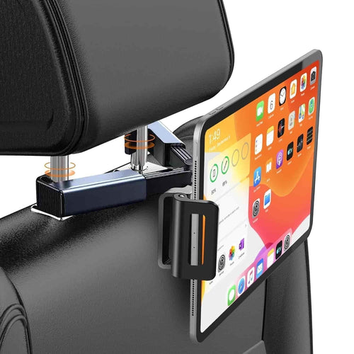 Car Headrest Phone & Tablet Holder with Telescopic Adjustable Arm – 360° Rotatable Rear Seat Mobile/iPad Mount bynijf-tg