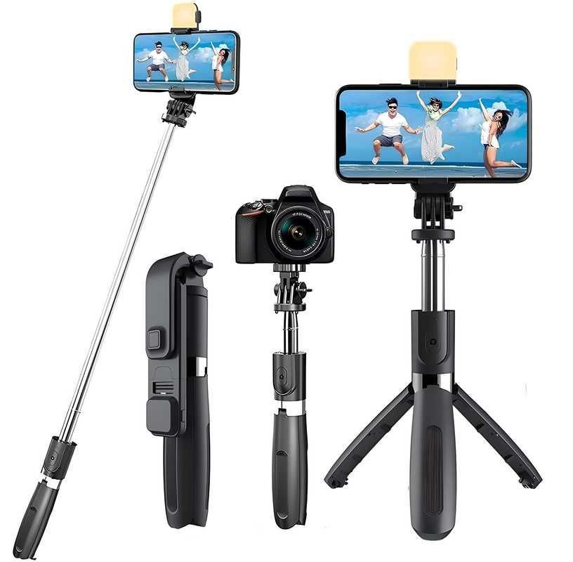 Extendable Flash 3-in-1 Selfie Stick Tripod with Bluetooth Remote – Perfect for Vlogging & Photography bynijf-tg