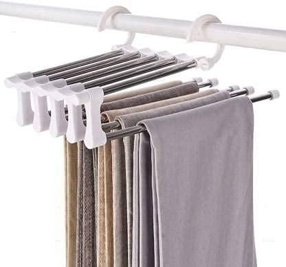 Hanger- 5 Layer Hanger Space Saving Non-Slip Cloth Organizer , 5 In 1 Multifunctional Layer Pant Rack For Trouser Scarf And Travel Storage bynijf-tg