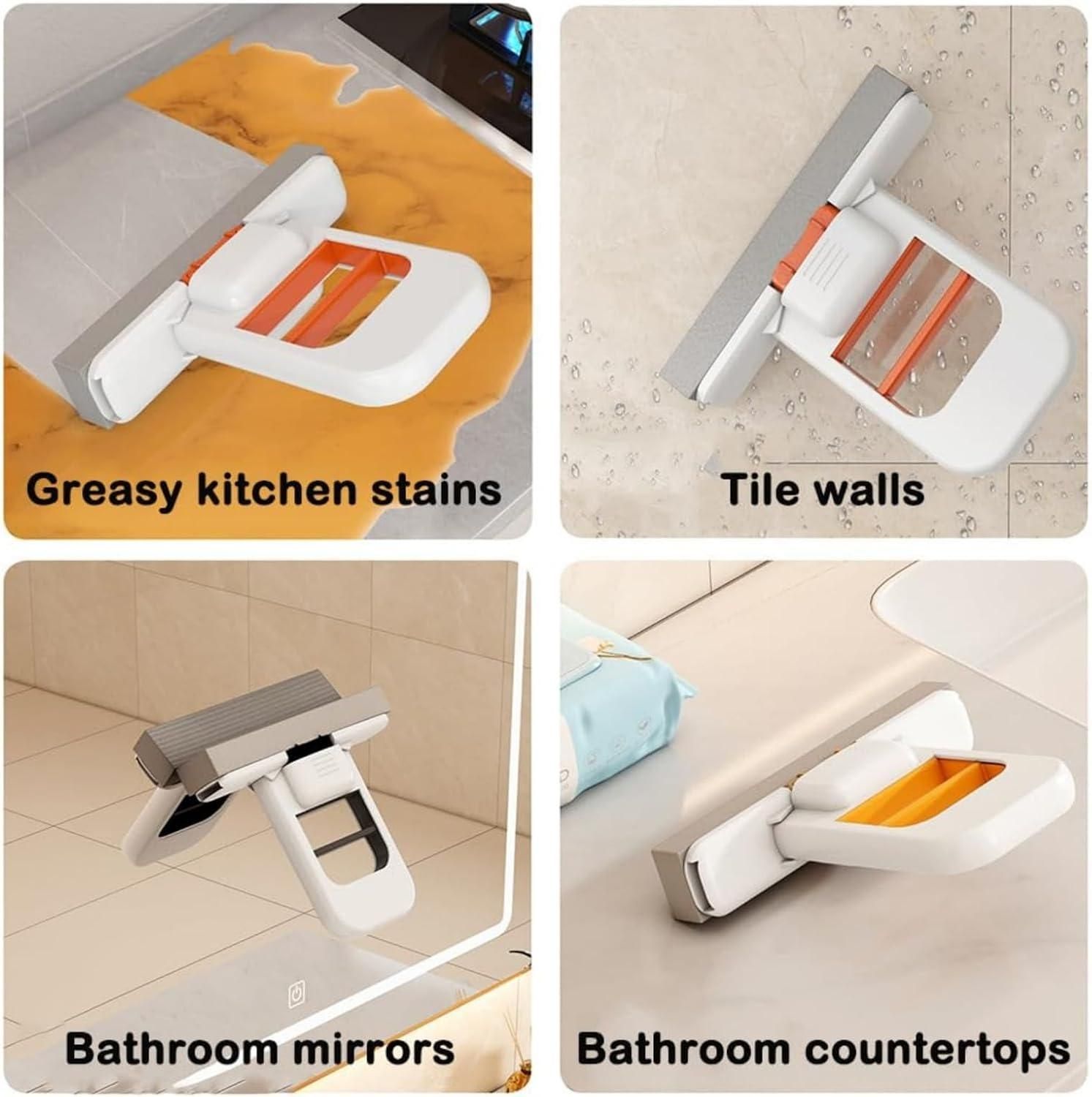 Mini Foldable Desktop Mop – Self-Squeeze Sponge Cleaning Tool | Portable Wet & Dry Cleaning Mop for Kitchen, Bathroom, Table & Small Spaces (Multicolour, Pack of 1) bynijf-tg