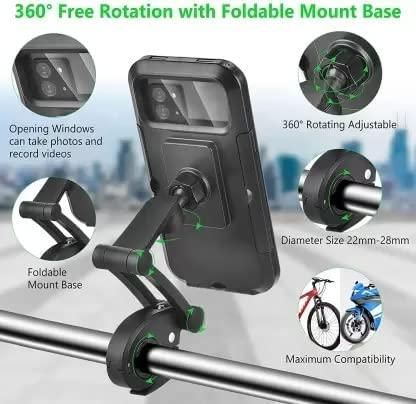 Universal 360° Rotation Bike Waterproof Cell Phone Holder – Adjustable Handlebar Mobile Mount bynijf-tg