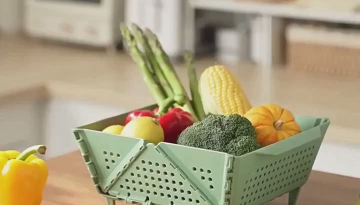 Foldable Fruit & Vegetable Drain Basket | Collapsible Kitchen Colander with Resting Feet