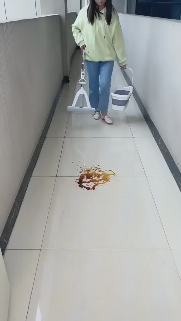 Multi-Purpose Foldable Floor Cleaning Squeeze Mop Wiper – Floor Cleaning Sponge Mop, Stainless Steel Handle, Hands-Free Water Squeezer, High Absorption Sponge for Home, Kitchen & Bathroom